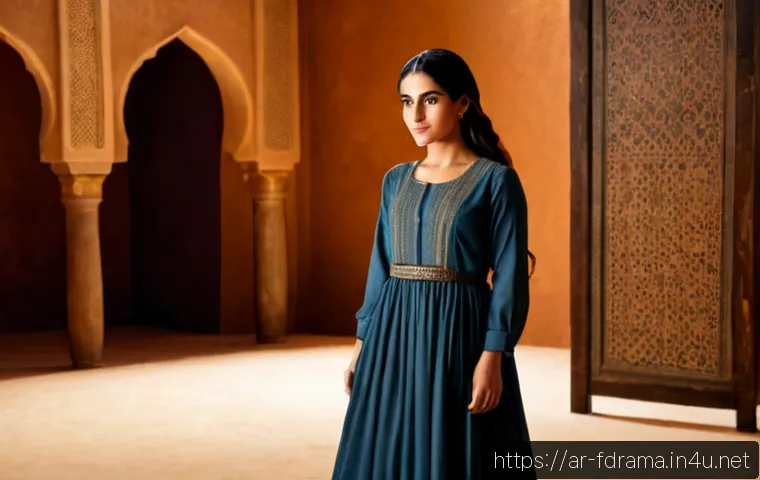 더 랜드 히스토리 캐스팅 - Photorealistic historical drama casting session in a refined Arab film studio, a poised Middle Easte...